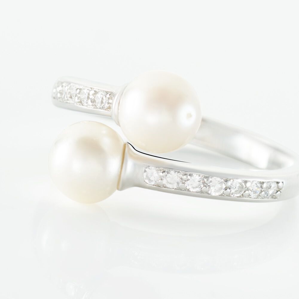 Bague Ajustable Argent Blanc Jeronimo Perle Oxydes De Zirconium - Bijoux fantaisie Femme | Marc Orian