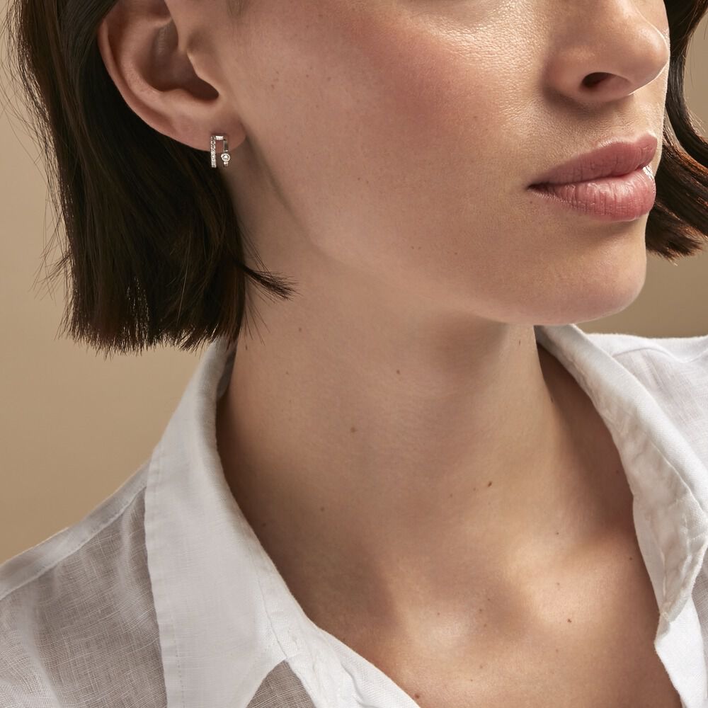 Boucles D'oreilles Puces Forrest Argent Rhodié Oxyde De Zirconium - Puces Femme | Marc Orian