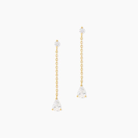 Boucles D'oreilles Pendantes Regane Or Jaune Oxyde De Zirconium - Pendantes Femme | Marc Orian
