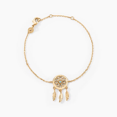 Bracelet Plaqu&eacute; Or Jaune Attrape R&ecirc;ves Turquoise Bleue - Bracelets fantaisie Femme | Marc Orian