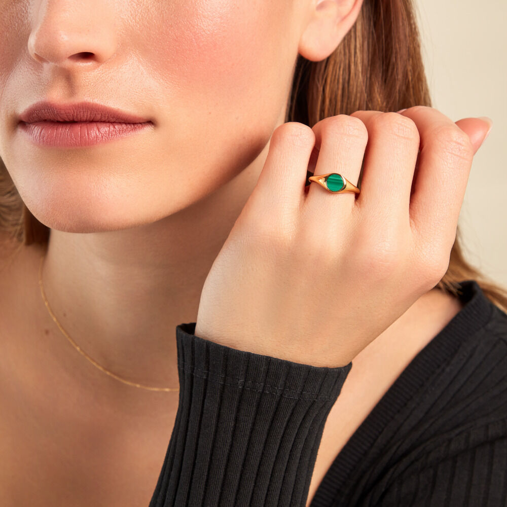 Chevalière Kenith Or Jaune Malachite - Chevalières Famille | Marc Orian