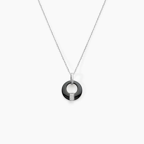 Collier Suzanne Argent Blanc C&eacute;ramique Et Oxyde De Zirconium - Colliers avec pierres Femme | Marc Orian