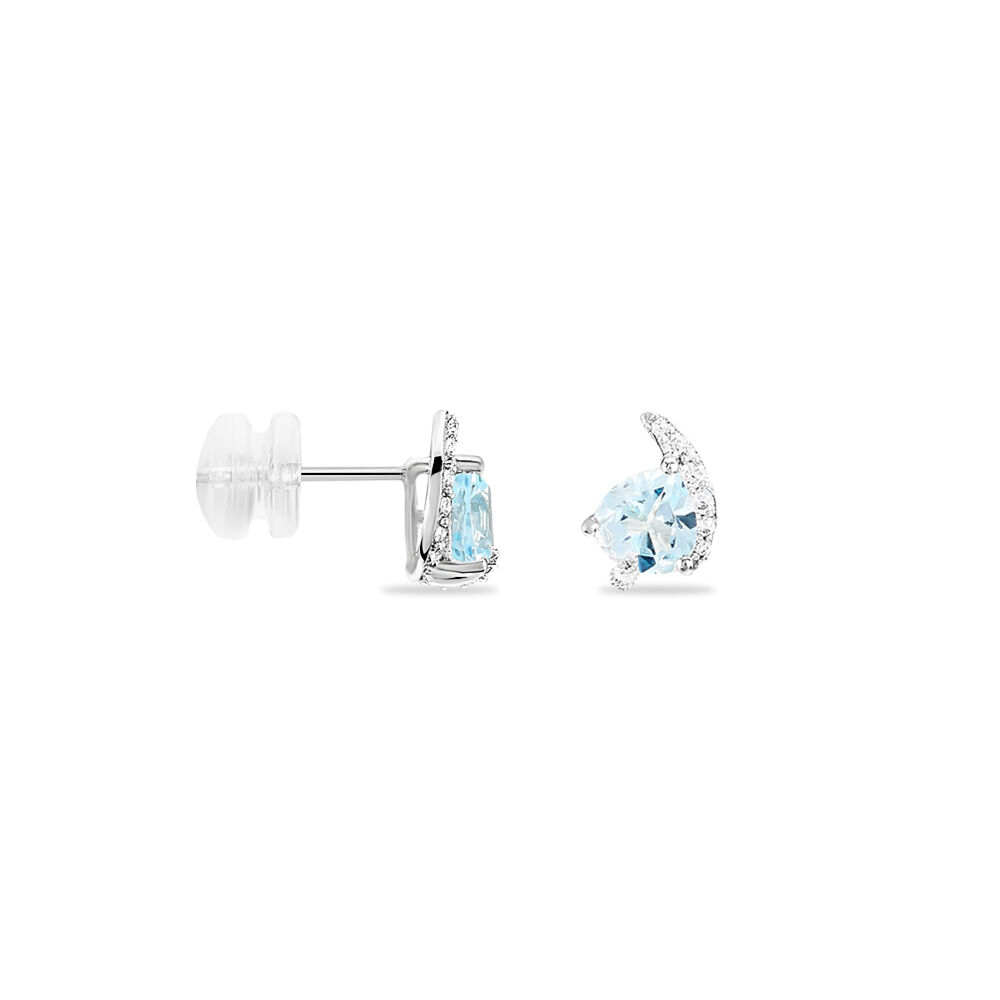 Boucles D'oreilles Puces Coeur In Love Or Blanc Topaze Et Oxyde - Puces Femme | Marc Orian