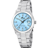 cadran argenté fond bleu sky bracelet acier argenté