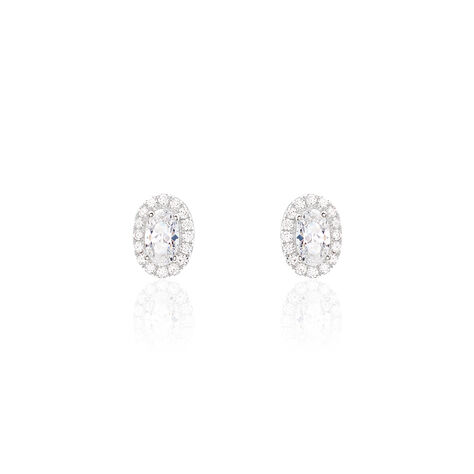 Boucles D'oreilles Puces Albertina Argent Blanc Oxyde De Zirconium - Puces Femme | Marc Orian