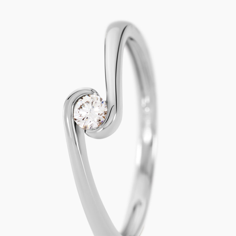 Bague Dulce Argent Blanc Diamant Synth&eacute;tique - Solitaires Femme | Marc Orian