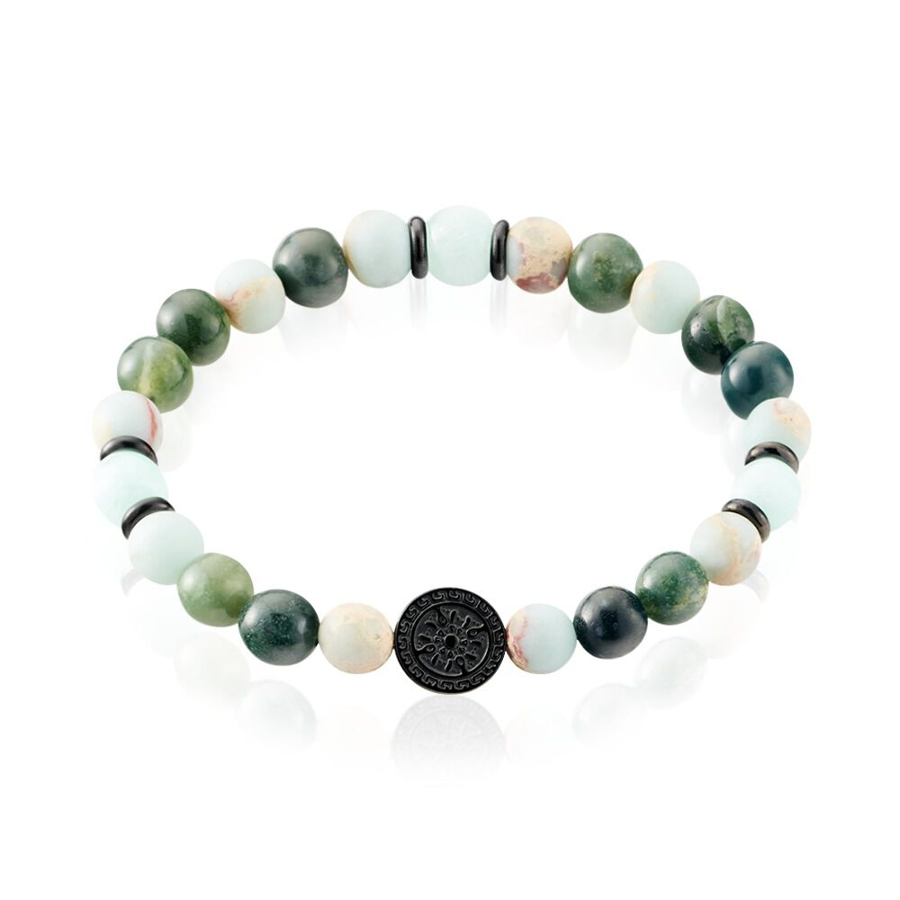 Bracelet Jourdan Yasur Acier Noir Quartz Amazonite - Bracelets cha&icirc;nes Homme | Marc Orian