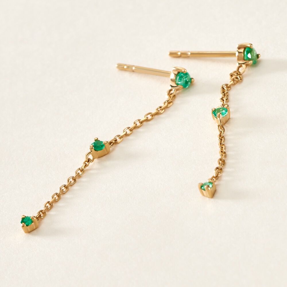 Boucles D'oreilles Pendantes Emeald Is The New Black Or Jaune Emeraude -  Femme | Marc Orian
