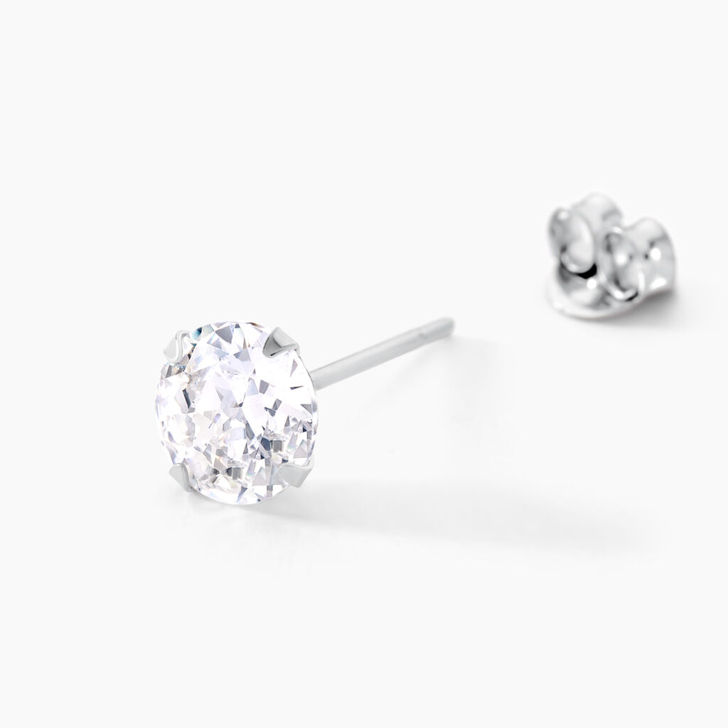 Boucles D'oreilles Puces Philia Argent Blanc Oxyde De Zirconium - Clous d'oreilles Femme | Marc Orian