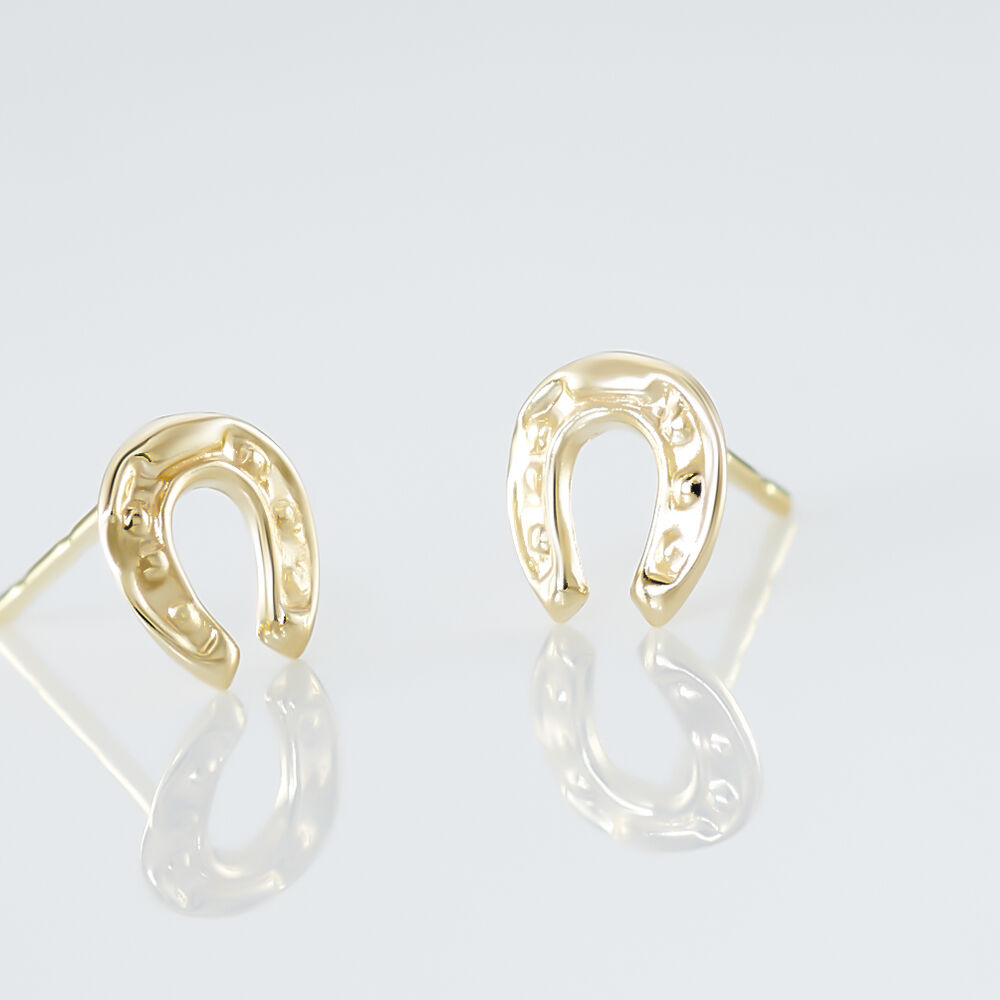 Boucles D'oreilles Puces Freyia Cheval Or Jaune - Puces Famille | Marc Orian