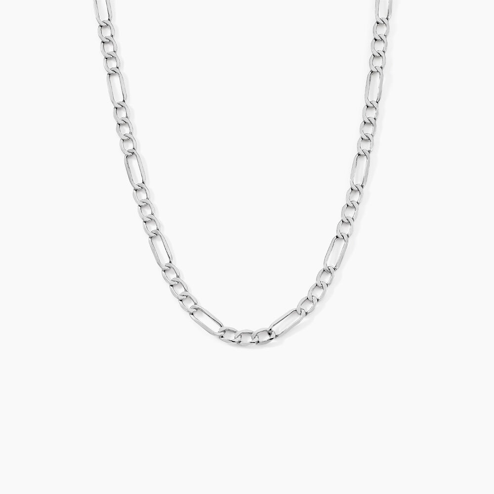 Collier Or Blanc Maille Altern&eacute;e 1/3 - Chaines Homme | Marc Orian