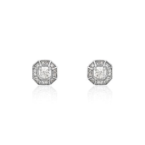 Boucles D'oreilles Puces Transmission Or Blanc Diamant - Puces Femme | Marc Orian