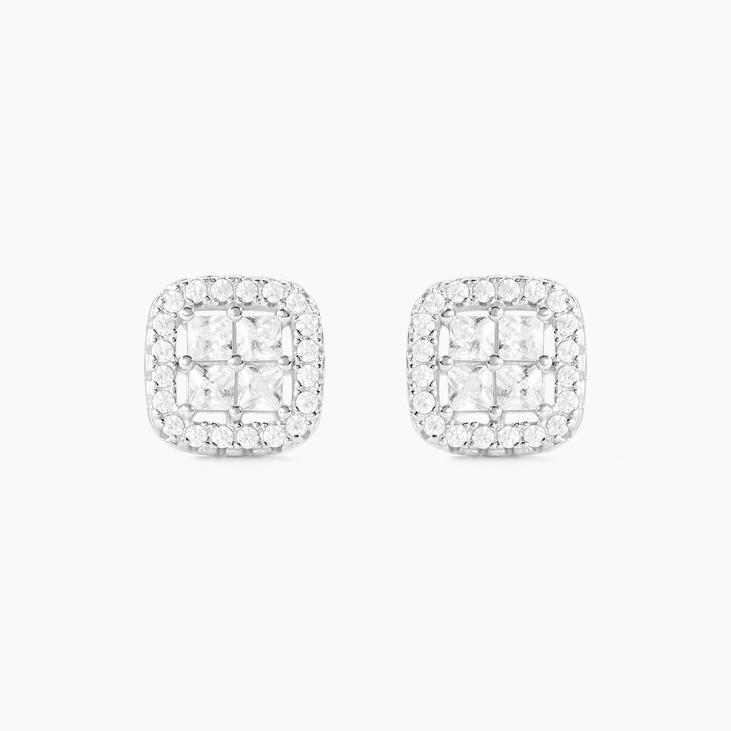 Boucles D'oreilles Puces Justina Argent Blanc Oxyde De Zirconium - Puces Femme | Marc Orian