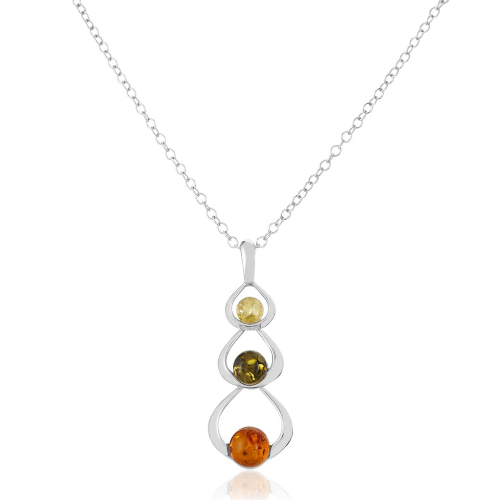 Collier Agneta Argent Blanc Ambre - Colliers avec pierres Femme | Marc Orian