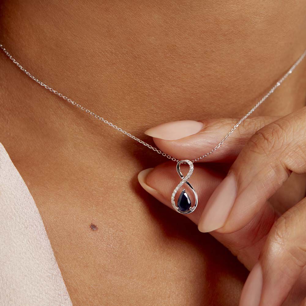 Collier Odessa Or Blanc Saphir Diamant - Colliers avec pierres Femme | Marc Orian