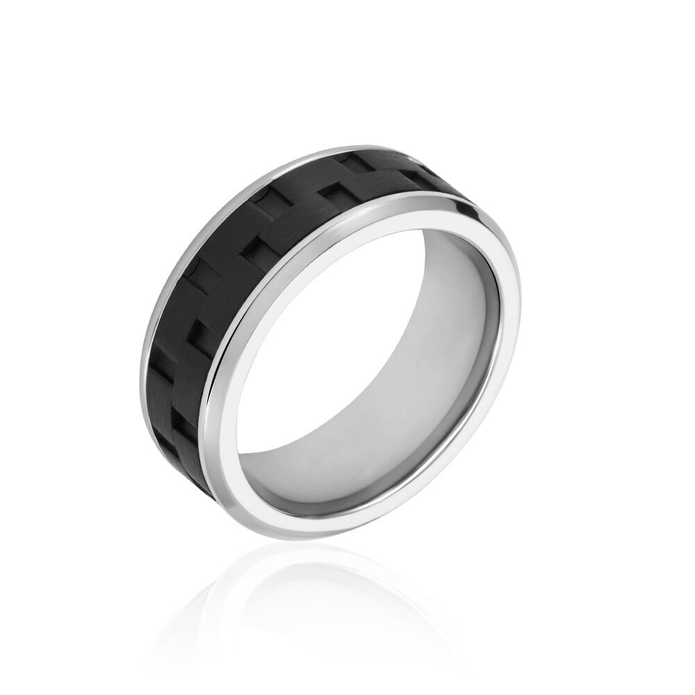 Bague jourdan homme acier noir anneau outlet