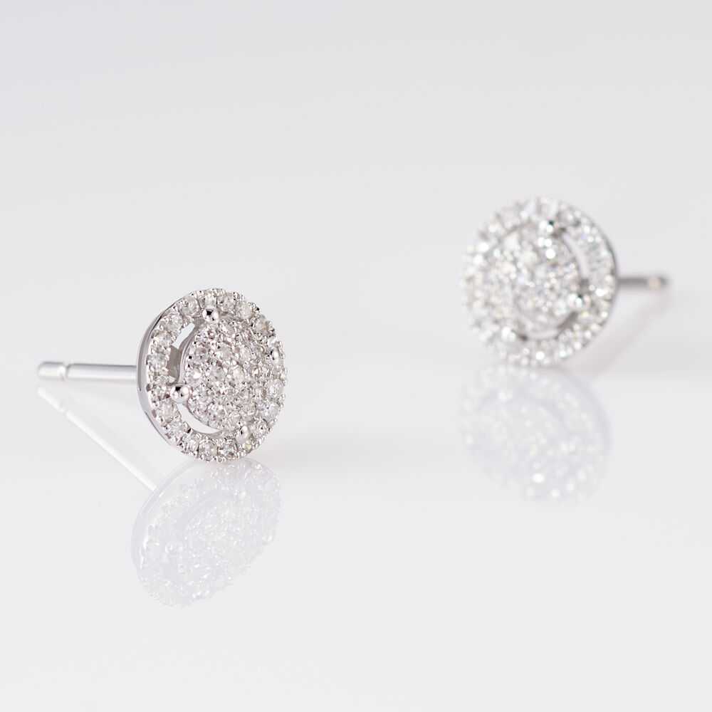 Boucles D'oreilles Puces Soleil D'hiver Or Blanc Diamant - Puces Femme | Marc Orian