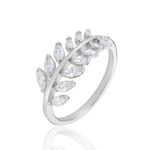 Bague Argent Blanc Cristobal Feuille Oxydes De Zirconium - Bijoux fantaisie Femme | Marc Orian