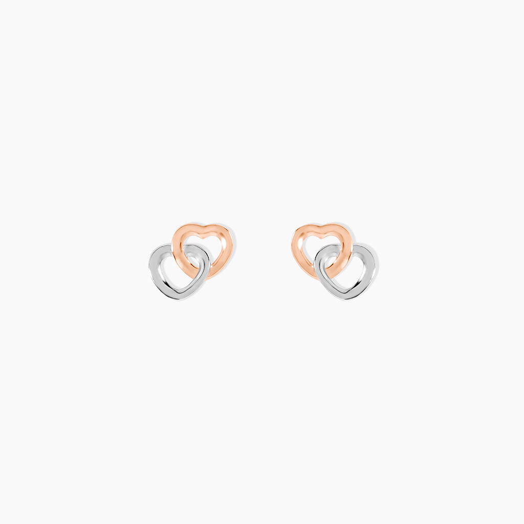 Boucles D'oreilles Puces Donna Coeurs Ajoures Or Rose - Puces Femme | Marc Orian