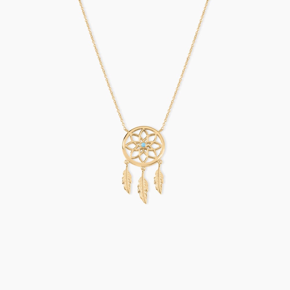 Collier Plaqué Or Jaune Attrape Rêves Turquoise - Colliers avec pierres Femme | Marc Orian
