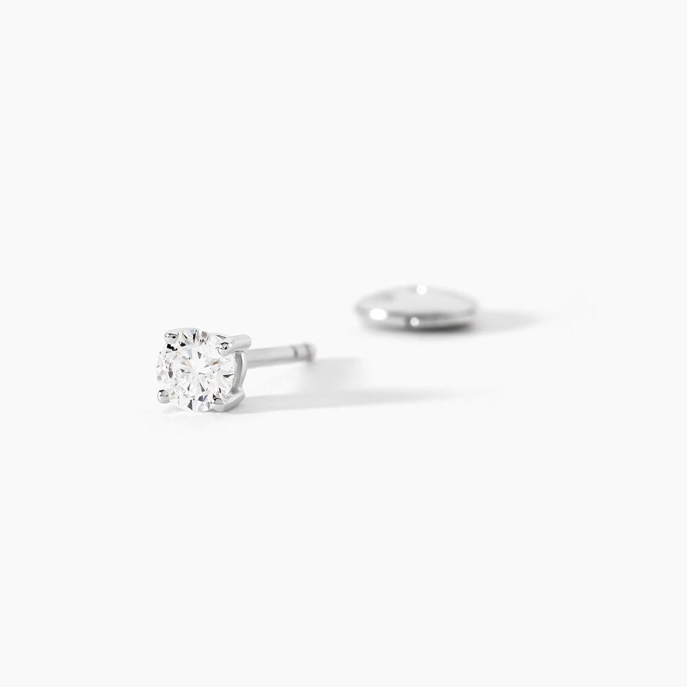 Boucles D'oreilles Puces Or Blanc  Diamants Synth&eacute;tique - Boucles d'oreilles mariage Femme | Marc Orian