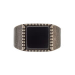 Bague Chevali&egrave;re Acier Vieillit Haris Agate - Bijoux fantaisie Homme | Marc Orian