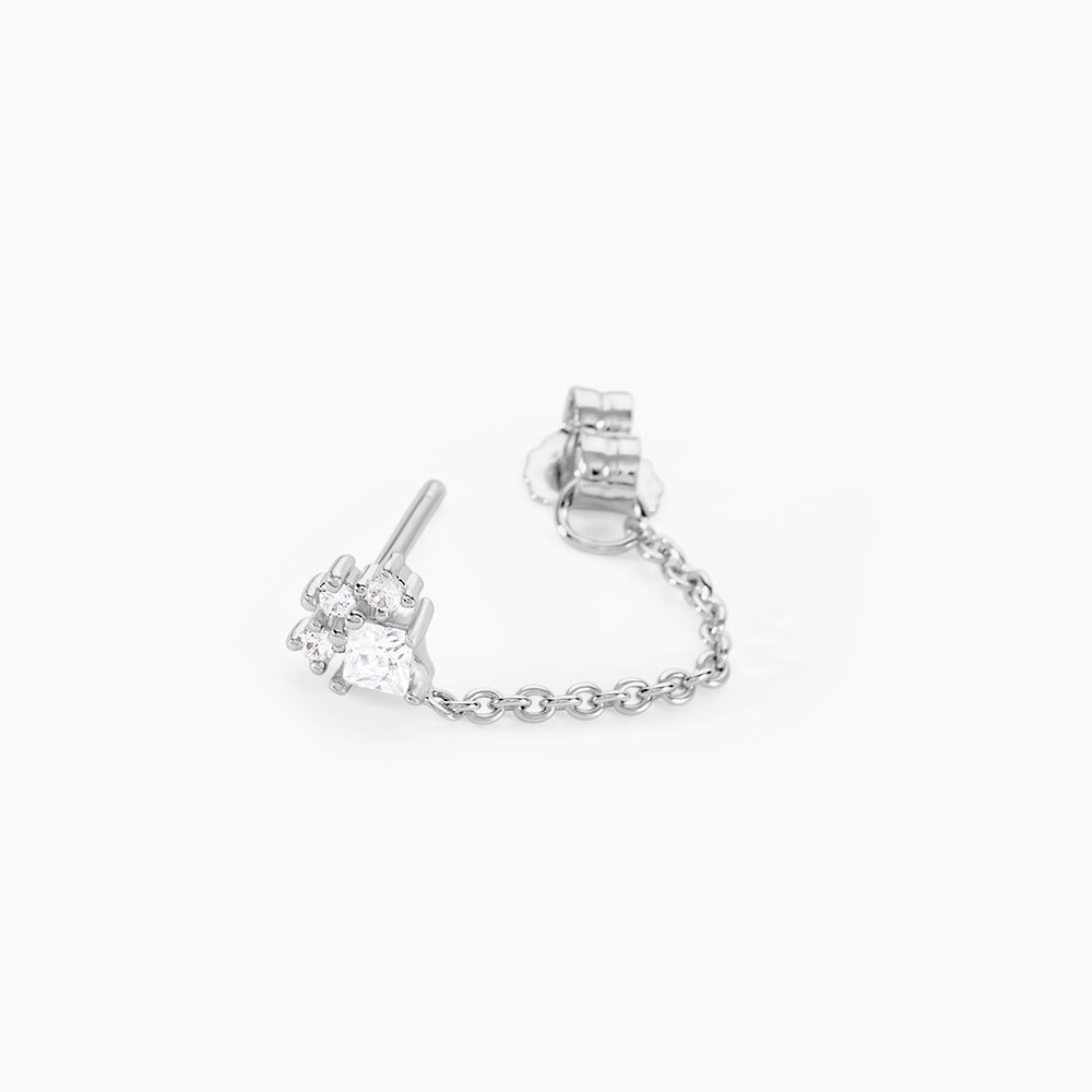 Boucles D'oreilles Puces Nimah Argent Blanc Oxyde De Zirconium - Puces Femme | Marc Orian