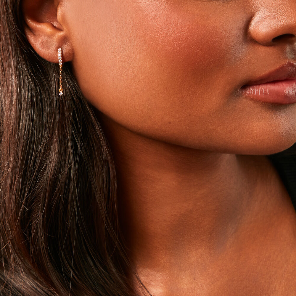 Boucles D'Oreilles Pendantes Hesta Plaqué Or Jaune Oxyde De Zirconium - Pendantes Femme | Marc Orian