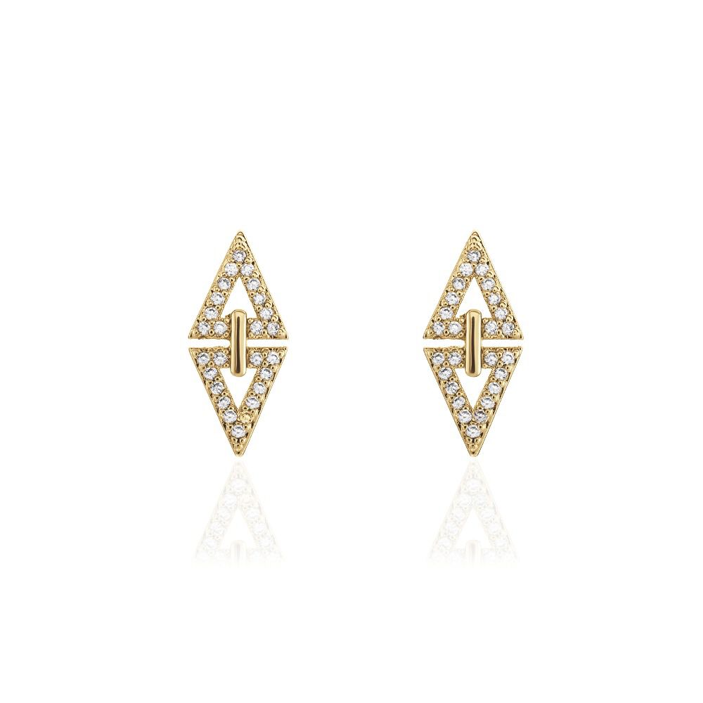 Boucles D'oreilles Izia Plaqué Or Jaune Oxydes De Zirconium - Puces Femme | Marc Orian