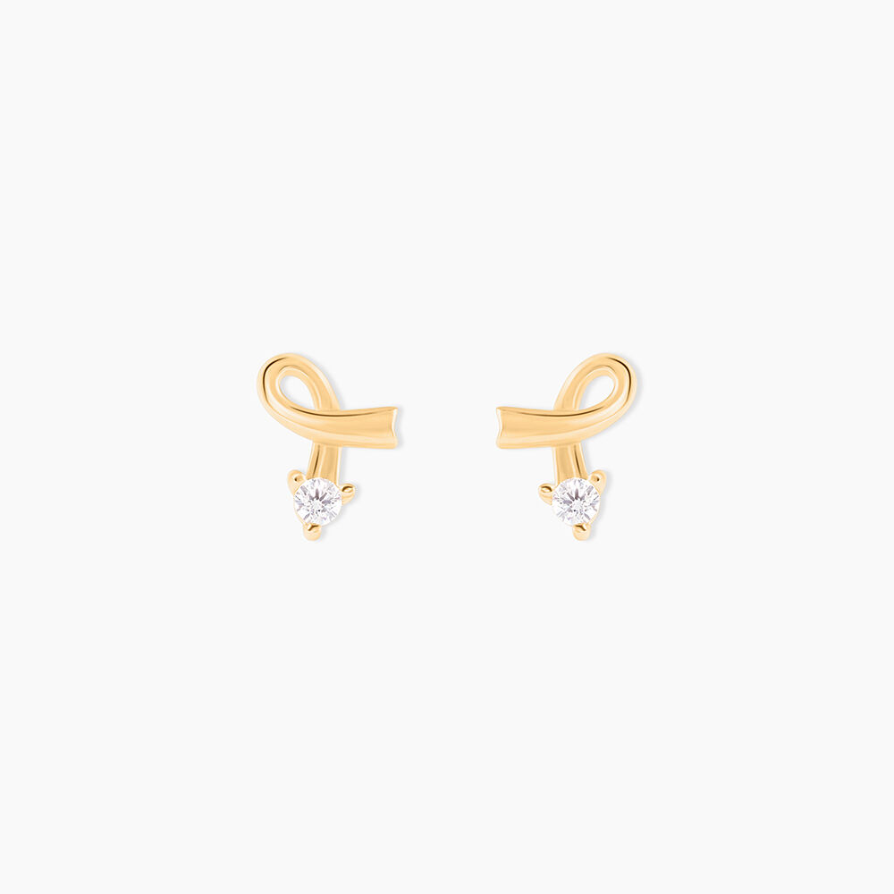 Boucles D'oreilles Puces Alvina Ruban Or Jaune Oxyde De Zirconium - Puces Femme | Marc Orian