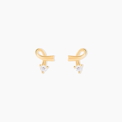 Boucles D'oreilles Puces Alvina Ruban Or Jaune Oxyde De Zirconium - Puces Femme | Marc Orian