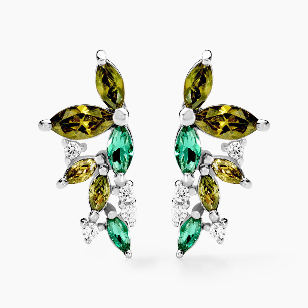 Boucles D'oreilles Puces Gardenia Crown Argent Blanc Oxyde Zirconium - Puces Femme | Marc Orian