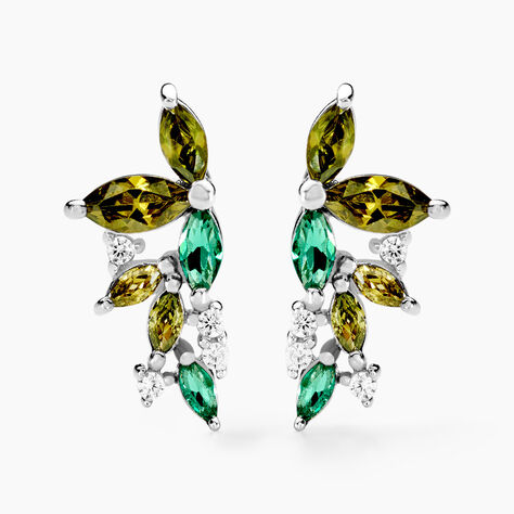 Boucles D'oreilles Puces Gardenia Crown Argent Blanc Oxyde Zirconium - Puces Femme | Marc Orian