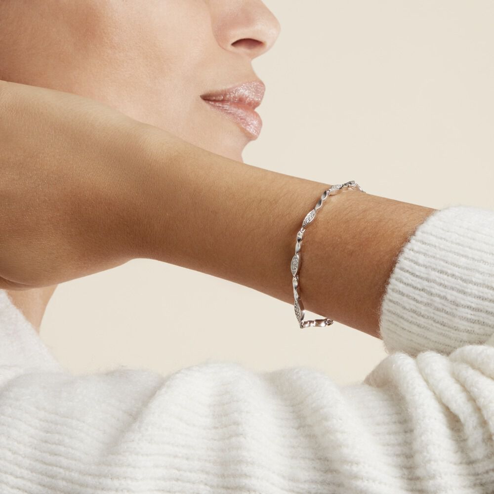 Bracelet Evy Argent Blanc Oxyde De Zirconium - Bracelets chaînes Femme | Marc Orian