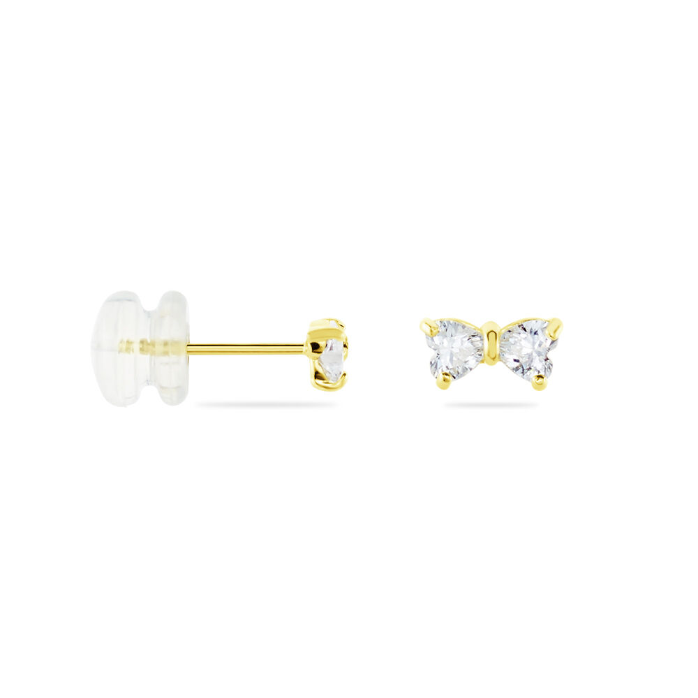 Boucles D'oreilles Puces Darina Noeud Or Jaune Oxyde De Zirconium - Puces Femme | Marc Orian