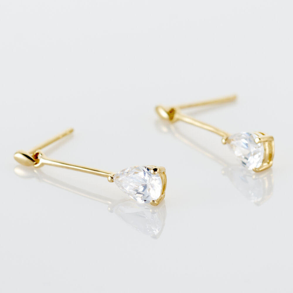 Boucles D'oreilles Pendantes Goutte Or Jaune Oxyde De Zirconium - Pendantes Femme | Marc Orian