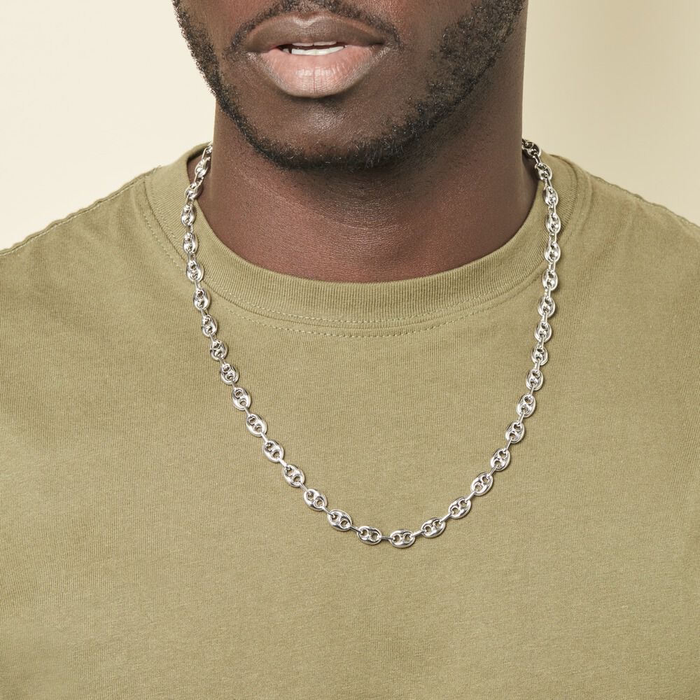 Collier Carrus Maille Grain De Cafe Argent Blanc - Chaînes Homme | Marc Orian