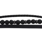 Bracelet Phebus Him Acier Vieilli Cuir Noir Pierre De Lave - Bracelets cuir Homme | Marc Orian
