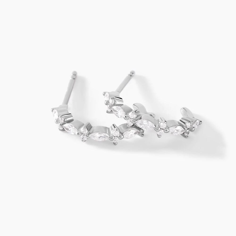 Cr&eacute;oles Naura Argent Blanc Oxyde De Zirconium - Cr&eacute;oles Femme | Marc Orian