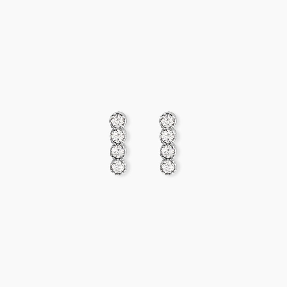 Boucles D'Oreilles Puces Evdokia Argent Blanc Oxyde De Zirconium - Puces Femme | Marc Orian