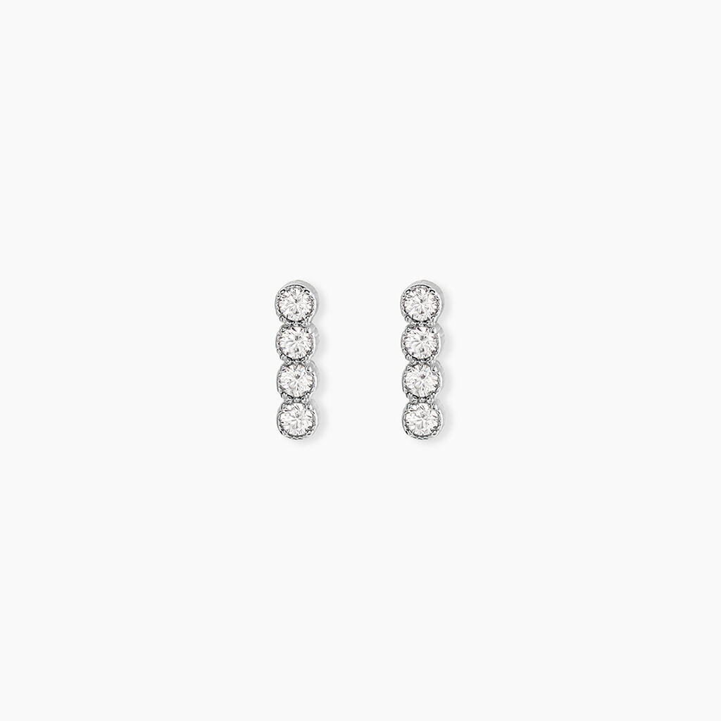 Boucles D'Oreilles Puces Evdokia Argent Blanc Oxyde De Zirconium - Puces Femme | Marc Orian