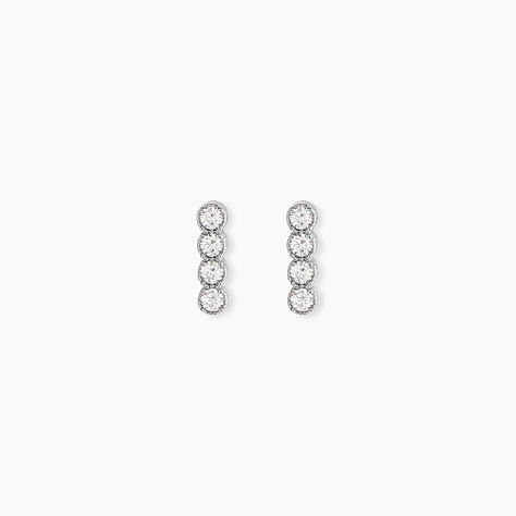 Boucles D'Oreilles Puces Evdokia Argent Blanc Oxyde De Zirconium - Puces Femme | Marc Orian