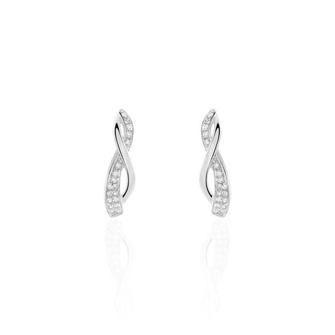 Boucles D'oreilles Puces Emma Or Blanc Diamant - Puces Femme | Marc Orian