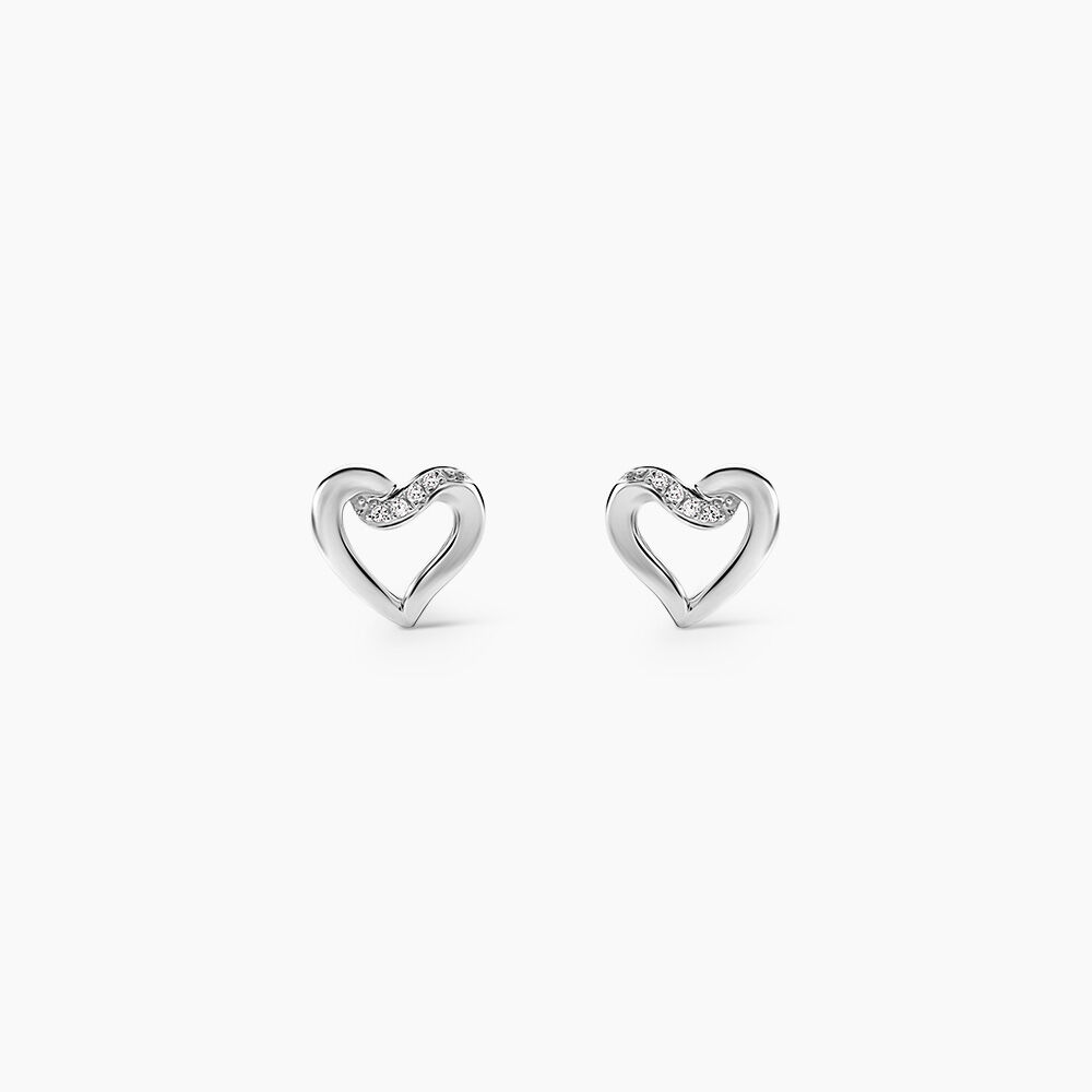 Boucles D'oreilles Puces Kaina Or Blanc Diamant - Puces Femme | Marc Orian