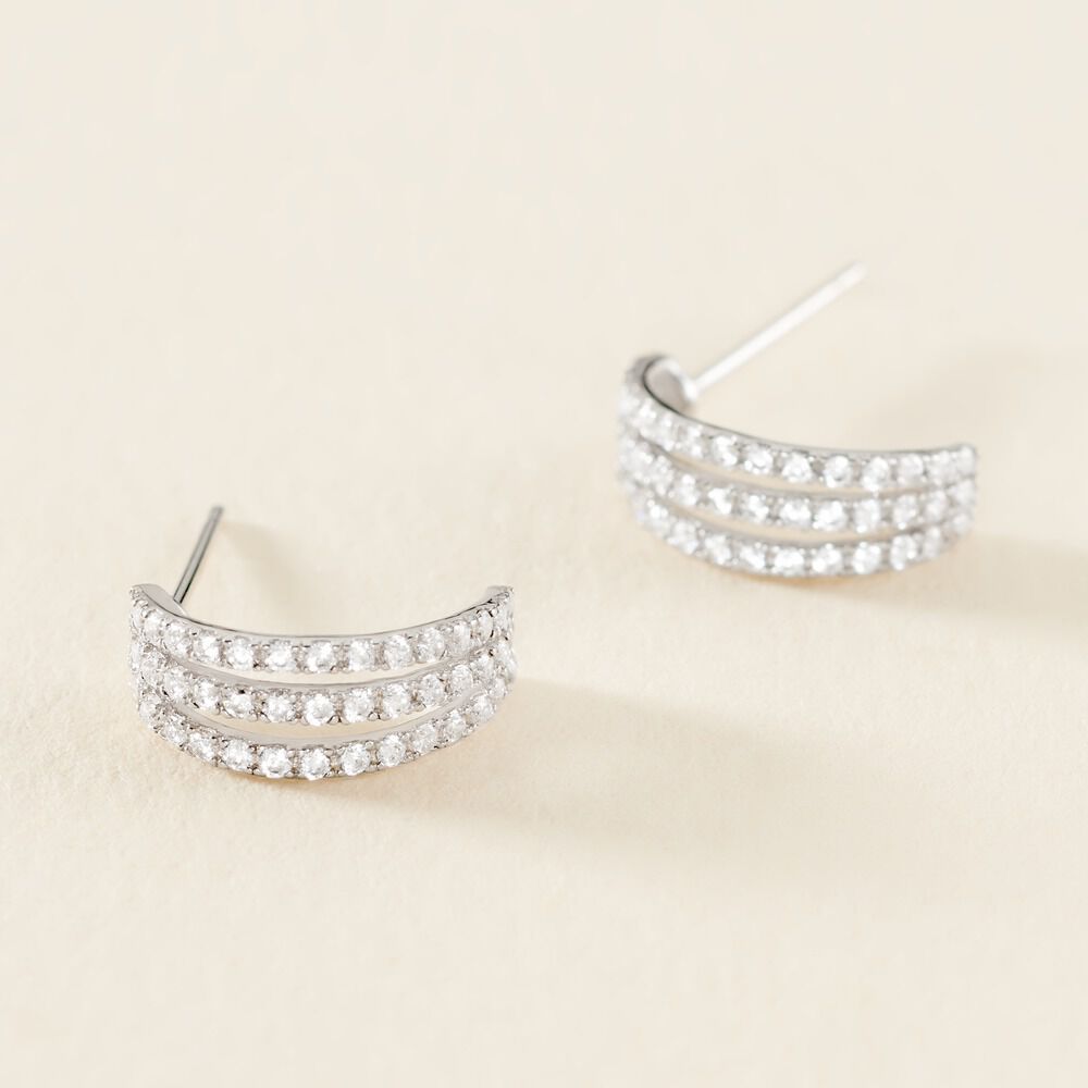 Cr&eacute;oles Oiva Or Blanc Oxyde De Zirconium - Cr&eacute;oles Femme | Marc Orian