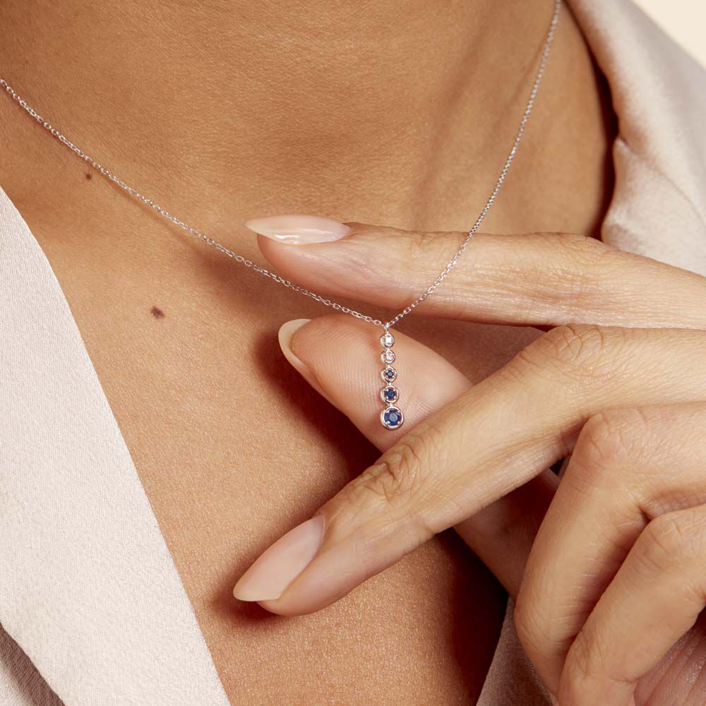 Collier Josephine Or Blanc Saphir Et Diamant - Colliers avec pierres Femme | Marc Orian