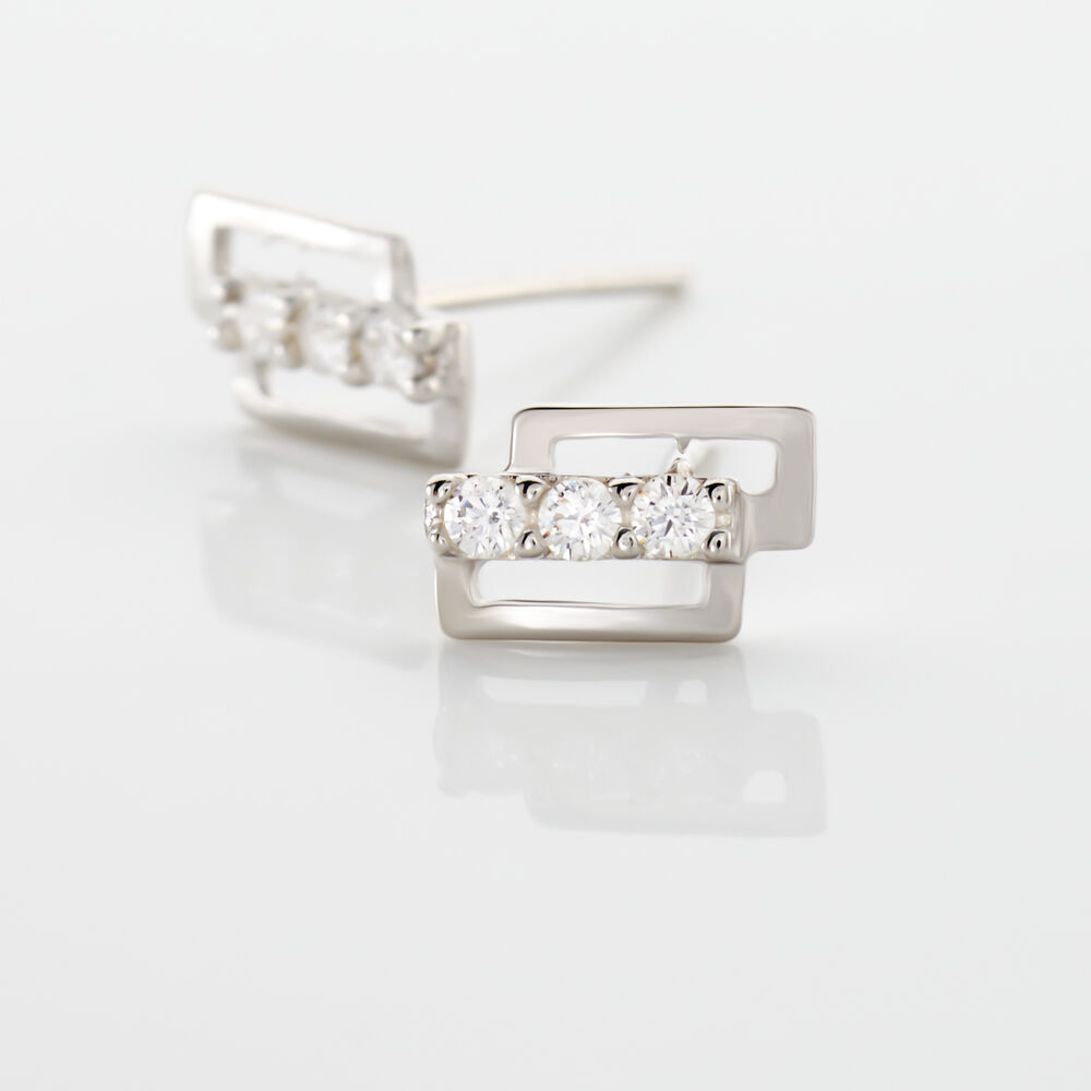 Boucles D'oreilles Puces Eoin Or Blanc Oxyde De Zirconium - Puces Femme | Marc Orian