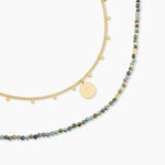 Collier Acier Dor&eacute; Jaspe Africain - Colliers avec pierres Femme | Marc Orian