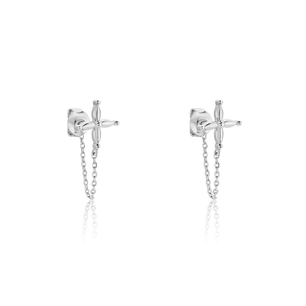 Boucles D'oreilles Pendantes Phula Argent Blanc - Pendantes Femme | Marc Orian