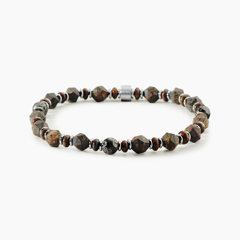 Bracelet Jourdan Acier Blanc Pierre De Synthese Bronzite - Bracelets cha&icirc;nes Homme | Marc Orian